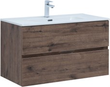 AQUANET Тумба с раковиной Алвита new 90 2 ящ. цв.дуб веллингтон табак AQUANET-335688