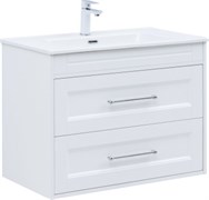 AQUANET Тумба с раковиной Бостон new 80 (Flat) цв.белый сатин AQUANET-345366