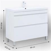 AQUANET Тумба с раковиной Нота New 100 белый глянец AQUANET-345805