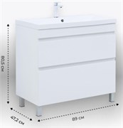 AQUANET Тумба с раковиной Нота New 90 белый глянец AQUANET-345802