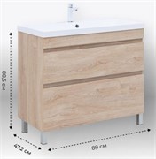 AQUANET Тумба с раковиной Нота New 90 дуб светлый AQUANET-345804