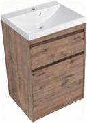 AQUANET Тумба с раковиной Токио 58 напольная 2 ящика, цв. дуб веллингтон AQUANET-335591