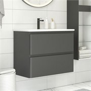 AQUANET Тумба с раковиной Эмбер 60 2 ящ. цв.черный матовый (раковина Urban) AQUANET-332504