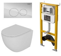 DK Комплект Унитаз подвесной безободковый D&K Matrix DT1396016+Инсталляция рамная скрытого монтажа D&K DI8050127, 500*117*1270мм, для подвесного унитаза+Клавиша смыва D&K Bayern DB1529001.2, хром DS1391625