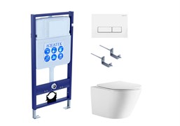 AQUATEK SET ЛИБЕРТИ-061 4в1 (рама Standard INS-0000012+крепёж KKI-0000002+клавиша KDI-0000061+унитаз ЛИБЕРТИ AQ1999T-00 с тонким сиденьем sc) SET AQUATEK ЛИБЕРТИ-061 4в1