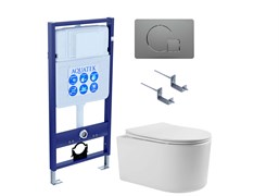 AQUATEK SET МИЯ 4в1 (рама Standard INS-0000012+ кркпеж KKI-0000002+клавиша KDI-0000070+унитаз МИЯ AQ2004-00 с тонким сиденьем soft-close) SET AQUATEK МИЯ-070 4в1