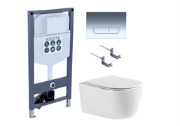 AQUATEK SET ЕВРОПА cmp016/023 (рама INS-0000023, клавиша KDI-0000016, крепеж KKI-0000002 +унитаз ЕВРОПА AQ1106-00 с тонким сиденьем sc) SET AQUATEK ЕВРОПА cmp016/023