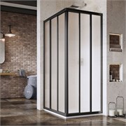 RAVAK Supernova Душевой уголок квадратный размер 75x75 см двери раздвижные, профиль - черный / стекло - матовое 15V303R2ZG