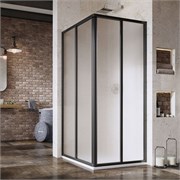 RAVAK Supernova Душевой уголок квадратный размер 80x80 см двери раздвижные, профиль - черный / стекло - матовое 14V403O2ZG