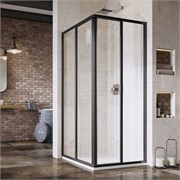 RAVAK Supernova Душевой уголок квадратный размер 80x80 см двери раздвижные, профиль - черный / стекло - прозрачное 14V403O2Z1
