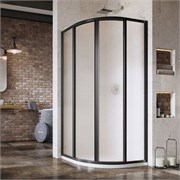 RAVAK Supernova Душевой уголок четверть круга размер 90x90 см двери раздвижные, профиль - черный / стекло - матовое 3117O302ZG