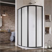 RAVAK Supernova Душевой уголок четверть круга размер 90x90 см двери раздвижные, профиль - черный / стекло - полистирол 3117O30211