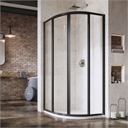 RAVAK Supernova Душевой уголок четверть круга размер 90x90 см двери раздвижные, профиль - черный / стекло - прозрачное 3117O302Z1
