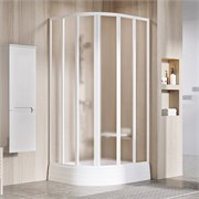 RAVAK Supernova Душевой уголок четверть круга размер 80x80 см двери раздвижные, профиль - белый / стекло - матовое 3204O102ZG