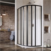 RAVAK Supernova Душевой уголок четверть круга размер 80x80 см двери раздвижные, профиль - черный / стекло - прозрачное 3204O302Z1