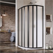 RAVAK Supernova Душевой уголок четверть круга размер 90x90 см двери раздвижные, профиль - черный / стекло - матовое 3207O302ZG