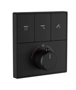 WONZON &amp; WOGHAND Панель встраиваемого термостатического смесителя на 3 потребителя , Черный матовый (WW-INF363A-MB) WW-INF363A-MB