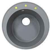 AZARIO Кухонная мойка Sivas 480х480х197 кварцевая, круглая, сифон в комплекте, цвет Серый (CS00097656) CS00097656
