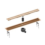 TIMO Душевой лоток Drain System 900 с вставкой "lines", розовое золото (DS230109/19) DS230109/19
