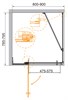 CEZARES Slider Душевой уголок прямоугольный двери распашные, профиль - хром / стекло - серое, размер 80х80 см, стекло 8 мм - фото 193531