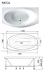 1MARKA Nega Ванна асимметричная пристенная размер 170х95 см, цвет белый - фото 204712