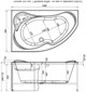 AQUANET Capri Ванна акриловая асимметричная встраиваемая / пристенная размер 160x100 см с каркасом L, белый - фото 218714