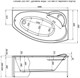 AQUANET Jersey Ванна акриловая асимметричная встраиваемая / пристенная размер 170x100 см с каркасом R, белый - фото 219035