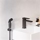 DAMIXA Gala Смеситель для умывальника с гигиеническим душем, черный матовый - фото 221640