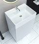 SANVIT Рольф мини 3d  Тумба под раковину напольная для ванной комнаты, одна дверь, 3D фасады  с  механизмом плавного закрывания Push to open (раковина Melana MLN-7295) - фото 233827