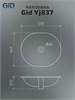 GID Раковина Yj837 71164 встаиваемая снизу белая 53x44.5x22 GID-71164 - фото 279652
