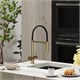 SANCOS Смеситель для кухни Imola с гибким изливом и возможностью подключения фильтра для воды, цвет брашированное золото с черным изливом, арт. SC4010BGbh SC4010BGbh