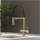 SANCOS Смеситель для кухни Imola с гибким изливом и возможностью подключения фильтра для воды, цвет брашированное золото с черным изливом, арт. SC4010BGbh SC4010BGbh