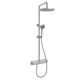 SANCOS Душевая стойка Teo c термостатом, встроенным изливом, полкой и с регулировкой по высоте штанги, c верхним душем ?250 мм , ручным душем ?100 мм, 3 режима, цвет хром, арт. SC11002CH SC11002CH