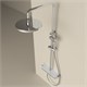 SANCOS Душевая стойка Teo c термостатом, встроенным изливом, полкой и с регулировкой по высоте штанги, c верхним душем ?250 мм , ручным душем ?100 мм, 3 режима, цвет хром, арт. SC11002CH SC11002CH