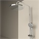 SANCOS Душевая стойка Teo c термостатом, встроенным изливом, полкой и с регулировкой по высоте штанги, c верхним душем ?250 мм , ручным душем ?100 мм, 3 режима, цвет хром, арт. SC11002CH SC11002CH