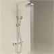 SANCOS Душевая стойка Teo c термостатом, встроенным изливом, полкой и с регулировкой по высоте штанги, c верхним душем ?250 мм , ручным душем ?100 мм, 3 режима, цвет хром, арт. SC11002CH SC11002CH