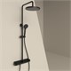 SANCOS Душевая стойка Teo c термостатом, встроенным изливом, полкой и с регулировкой по высоте штанги, c верхним душем ?250 мм , ручным душем ?100 мм, 3 режима, цвет черный матовый, арт. SC11002MB SC11002MB