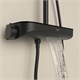 SANCOS Душевая стойка Teo c термостатом, встроенным изливом, полкой и с регулировкой по высоте штанги, c верхним душем ?250 мм , ручным душем ?100 мм, 3 режима, цвет черный матовый, арт. SC11002MB SC11002MB