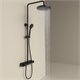 SANCOS Душевая стойка Teo c термостатом, встроенным изливом, полкой и с регулировкой по высоте штанги, c верхним душем ?250 мм , ручным душем ?100 мм, 3 режима, цвет черный матовый, арт. SC11002MB SC11002MB