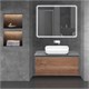 VINCEA База под накладную раковину Mesa 1000 подвесная, 1 выкатной/1 скрытый ящик soft close, T.Oak + Beton VMC-2MS100TB - фото 321051