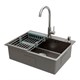 AZARIO Кухонная мойка NICOLE 500х500х220 нержавеющая сталь, в комплекте сифон, диспенсер, коландер, серая соты (AZG5050H) AZG5050H