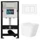 AZARIO Сет: Инсталляция для подвесного унитаза  NEW 3/6л + Унитаз подвесной  Teramo, с сиденьем микролифт + Клавиша смыва, глянцево-белая (AZ-501A+AZ-0052+AZ-001.01) AZ-501A+AZ-0052+AZ-001.01