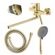 AZARIO Смеситель для ванны Alanti керамический картридж, длинный излив, с ручным душем, шланг 150 см, золото матовое (AZ-K1732MG) AZ-K1732MG
