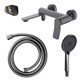 AZARIO Смеситель для ванны Escaro с ручным душем, керамический картридж, шланг 150 см, графит (AZ-K3074GR) AZ-K3074GR