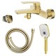 AZARIO Смеситель для ванны Conda с ручным душем, керамический картридж, шланг 150 см, золото матовое (AZ-K3011MG) AZ-K3011MG