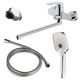 AZARIO Смеситель для ванны Conda керамический картридж, длинный излив, с ручным душем, шланг 150 см, хром (AZ-K1711) AZ-K1711