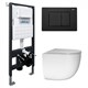 ABBER Комплект подвесной унитаз Bequem AC1132TC белый, с закрытым дном с инсталляцией AC0105 и кнопкой AC0120MB черный матовый AC1132TC-AC0105-AC0120MB