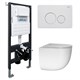 ABBER Комплект подвесной унитаз Bequem AC1132TC белый, с закрытым дном с инсталляцией AC0105 и кнопкой AC0121MW белая матовая AC1132TC-AC0105-AC0121MW