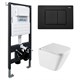 ABBER Комплект подвесной унитаз Rechteck AC1219TC белый, с закрытым дном с инсталляцией AC0105 и кнопкой AC0120MB черный матовый AC1219TC-AC0105-AC0120MB