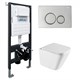 ABBER Комплект подвесной унитаз Rechteck AC1219TC белый, с закрытым дном с инсталляцией AC0105 и кнопкой AC0121 хром глянцевый AC1219TC-AC0105-AC0121